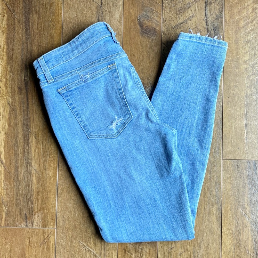 Joe’s Distressed Light Wash Skinny Ankle J…